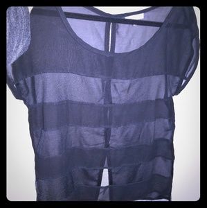 Black striped sheer top